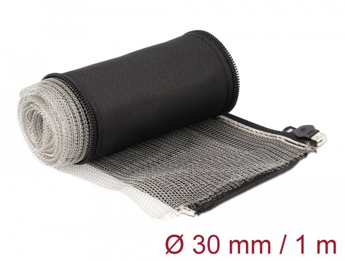 Emv Abschirmgeflechtschlauch Mit Reissverschluss Hitzebeständig 1 M X 30 Mm Schwarz