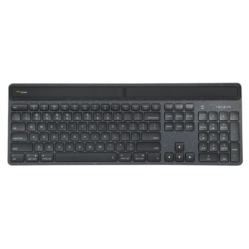Targus Ecosmart Teclado Captación De Energía Sostenible Antimicrobiano Luz Trasera Inalámbrico Bluetooth 5.0 Qwerty Francés Interruptor: Tecla De Tijera Negro Recycled Packaging