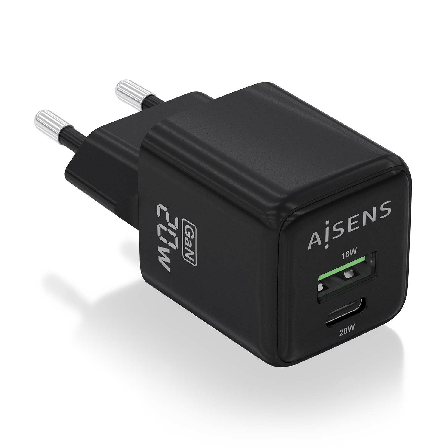 EAN 8436574709476 - AISENS ASCH-20W2P011-BK cargador de dispositivo móvil Universal Corriente alterna Carga rápida Interior imagen 1