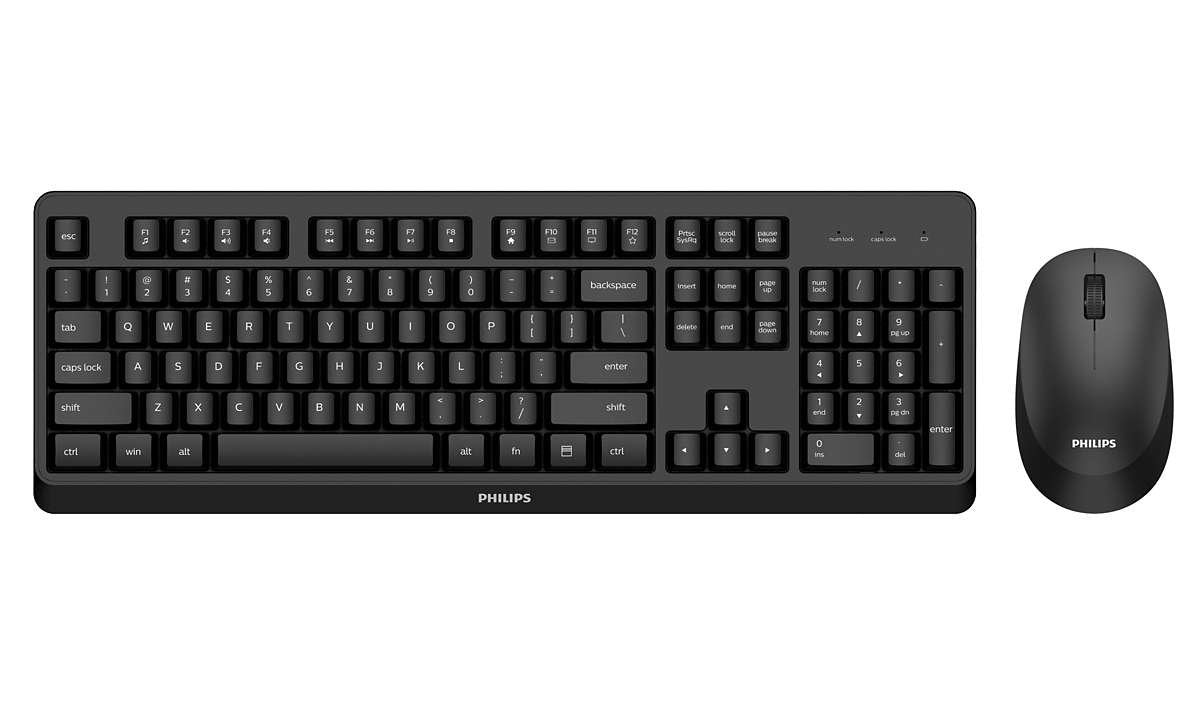 Teclado Ingles Philips 3000 Series Spt6307bl/00 Ratón Incluido Rf Inalámbrico Negro