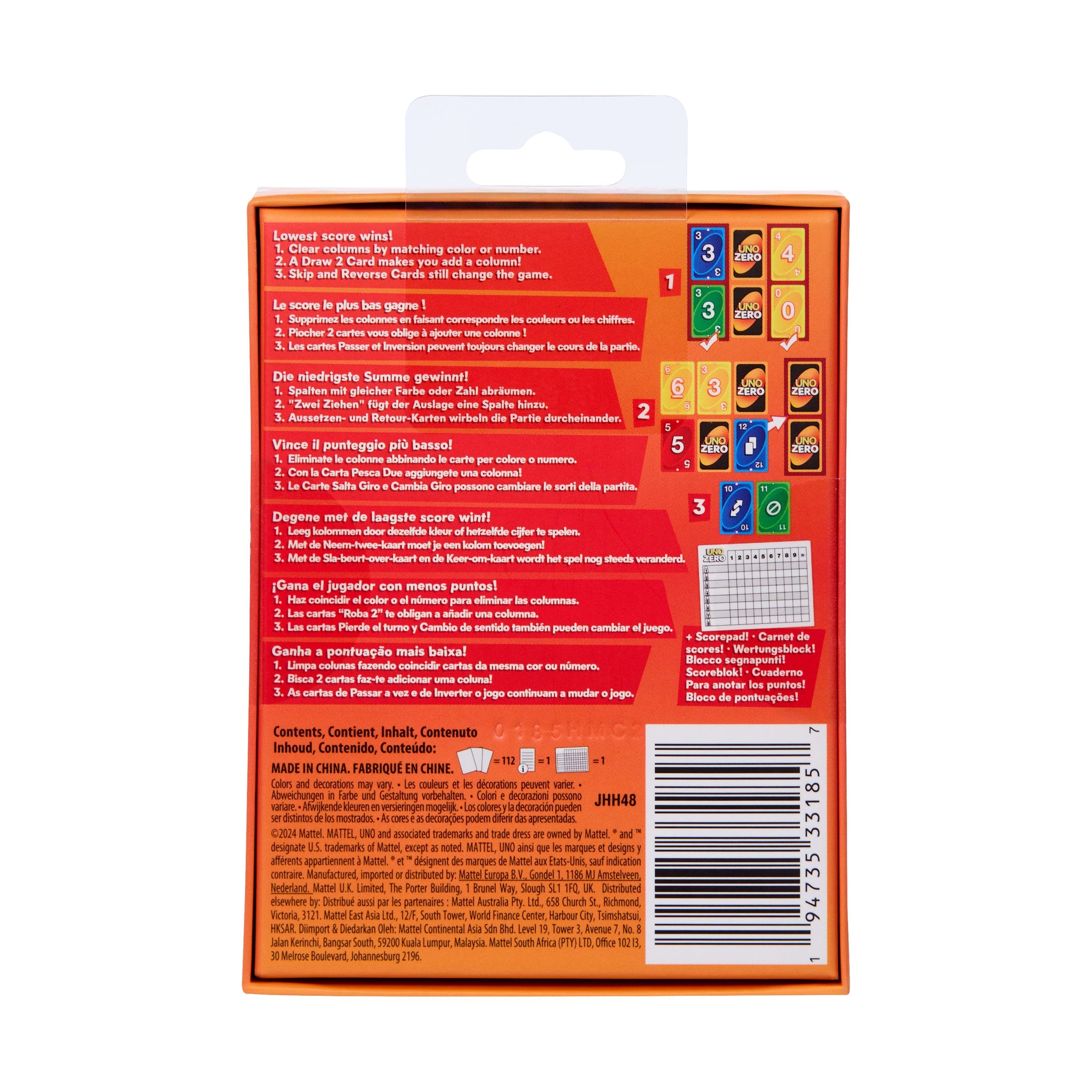 Mattel Uno Zero Jhh48