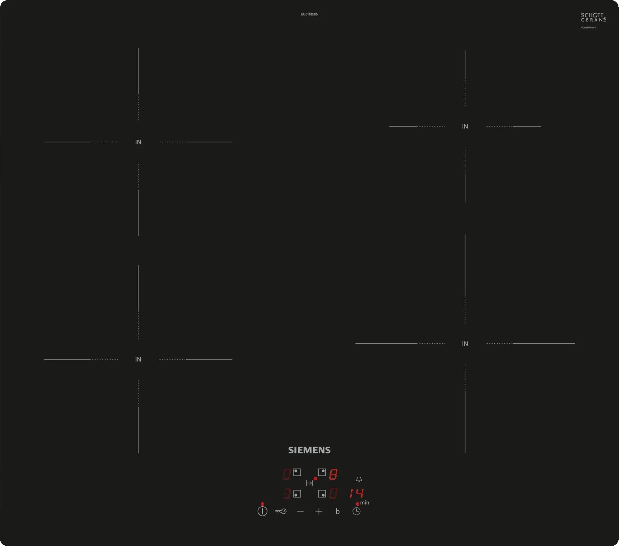 Siemens Eu611beb6e Iq100, Hob Soltauficiente Sobre Negro, 60 Cm Eu611beb6e