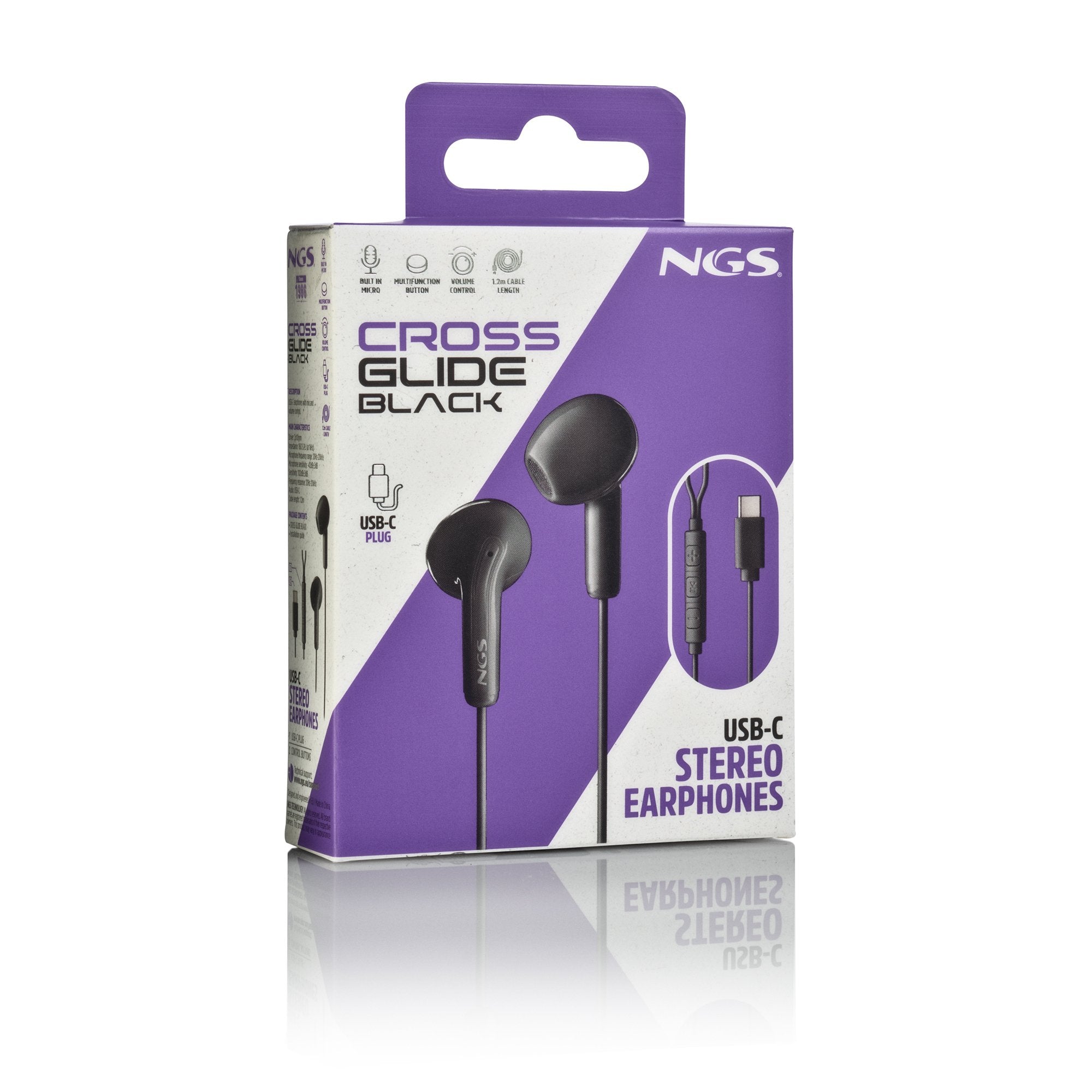 EAN 8435430627152 - NGS CROSS GLIDE Auriculares Alámbrico Dentro de oído Llamadas/Música USB Tipo C Negro imagen 6