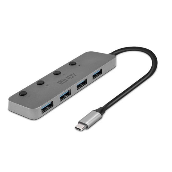 Lindy 43383 Hub De Interfaz Usb 3.2 Gen 1 (3.1 Gen 1) Type-C 5000 Mbit/S Gris
