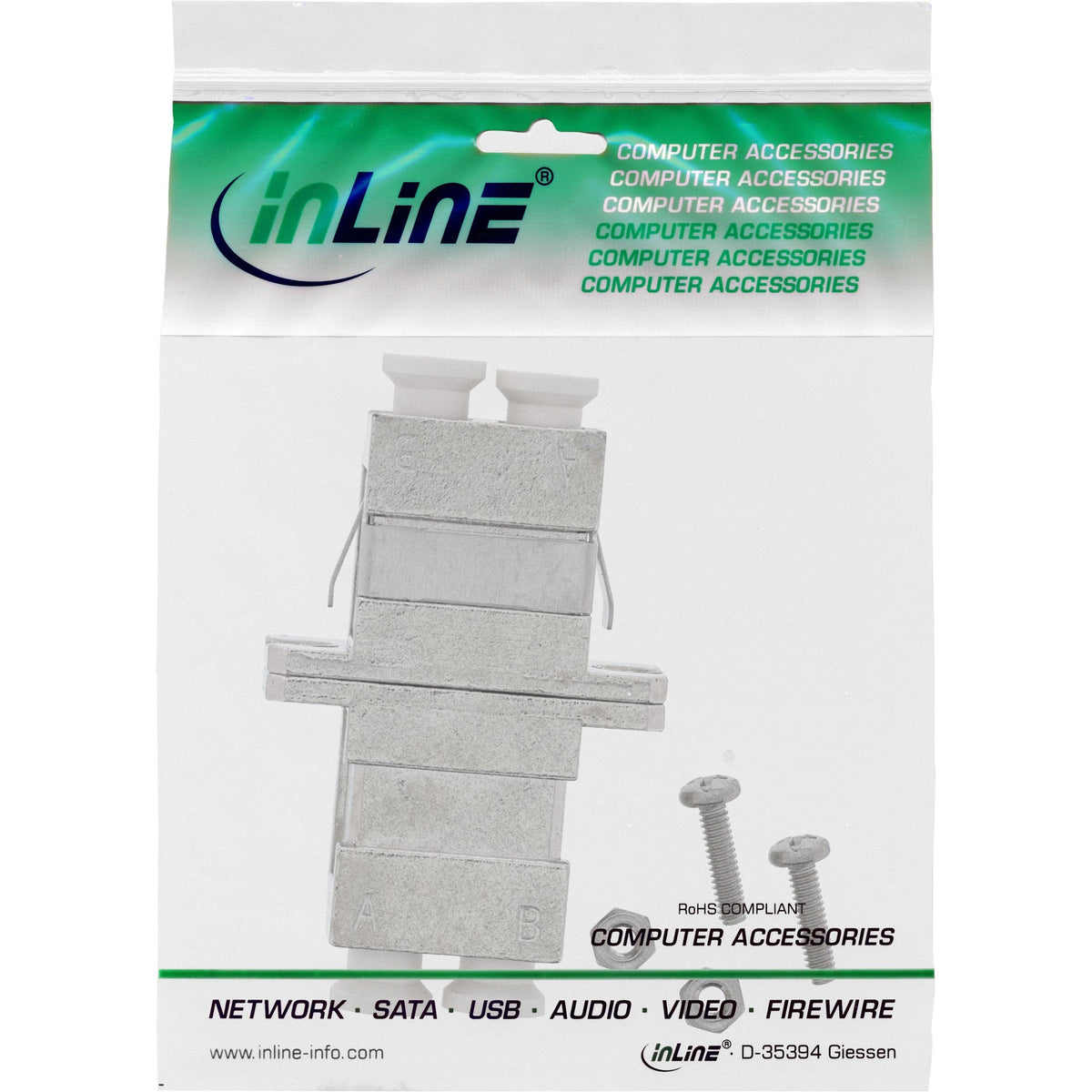 Adaptador De Fibra Óptica Inline Metal Duplex Lc/Lc Sm Funda De Cerámica Con Brida