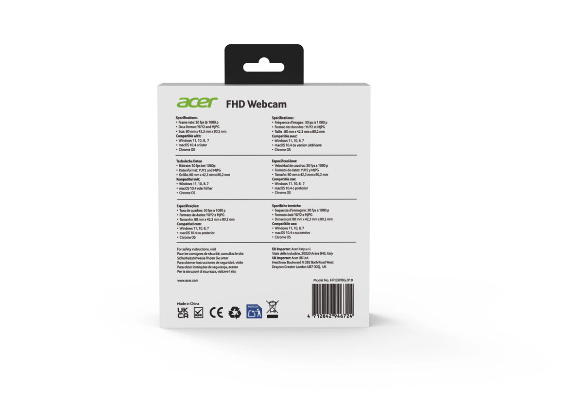 EAN 4712842946724 - Acer HP.EXPBG.019 cámara web 2 MP 1920 x 1080 Pixeles USB Negro imagen 9