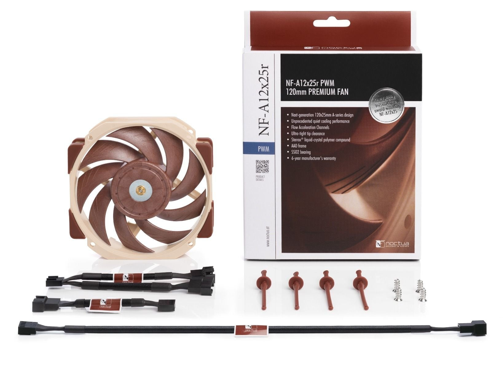 EAN 9010018100563 - Noctua NF-A12X25R PWM Carcasa del ordenador Ventilador 12 cm Beige, Marrón imagen 5