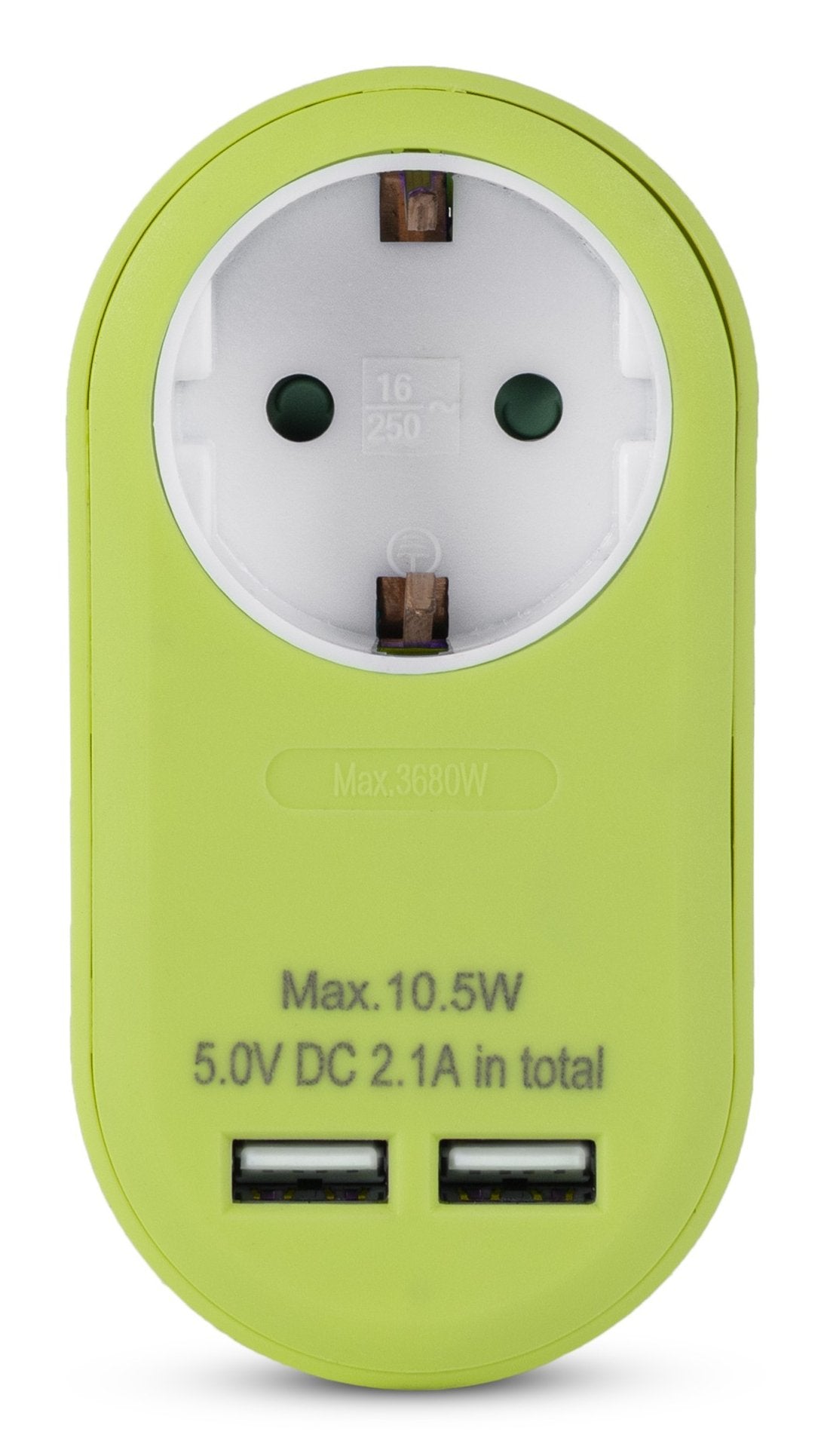Entac Meckdosenadaptador + 2x Usb-A Lime