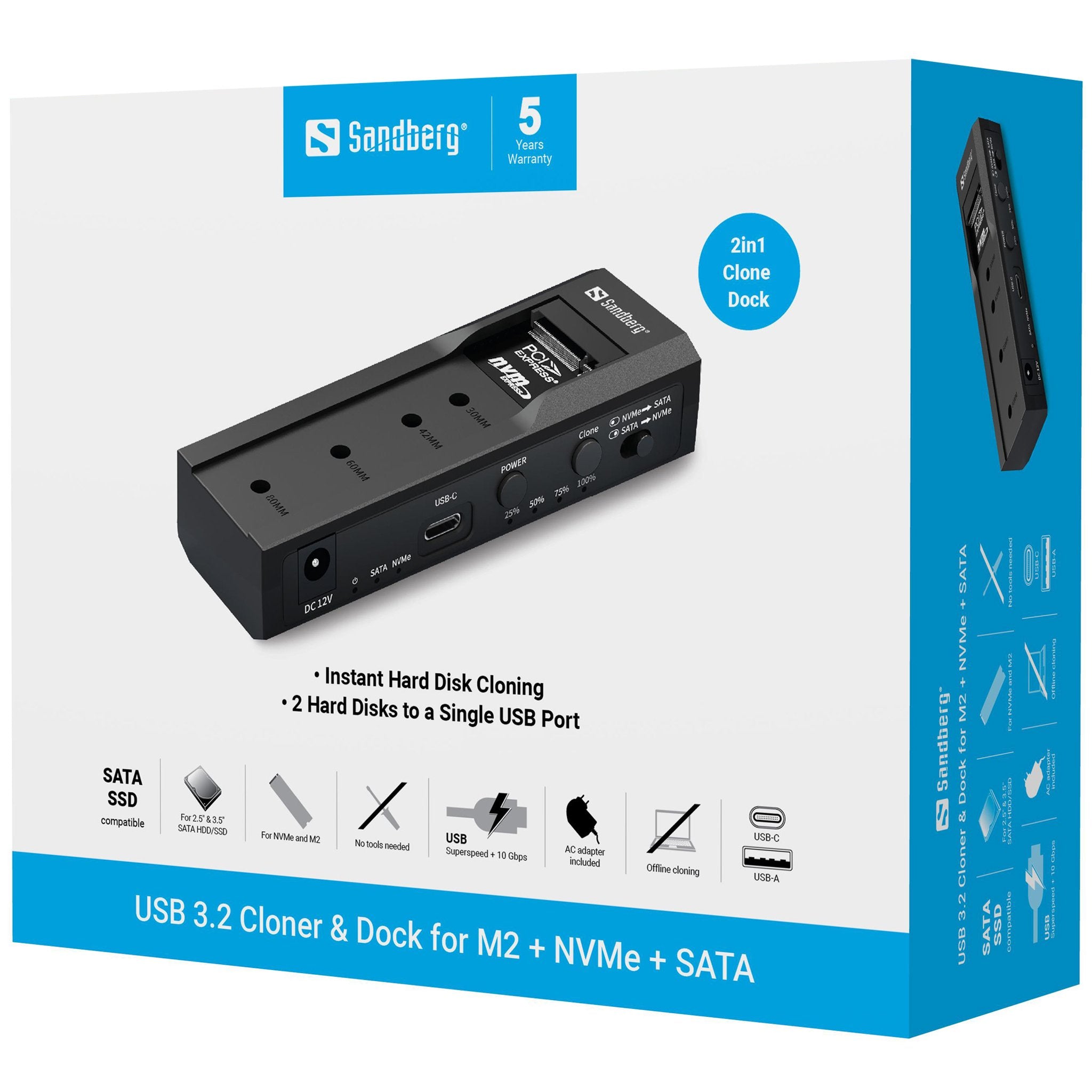 EAN 5705730136498 - Sandberg 136-49 base de conexión para disco duro USB 3.2 Gen 2 (3.1 Gen 2) Type-C Negro imagen 12