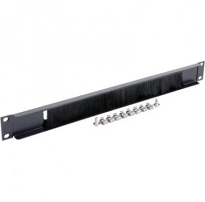 Panel Frontal 1u Con Cepillo Para Armarios Rack Color Negro