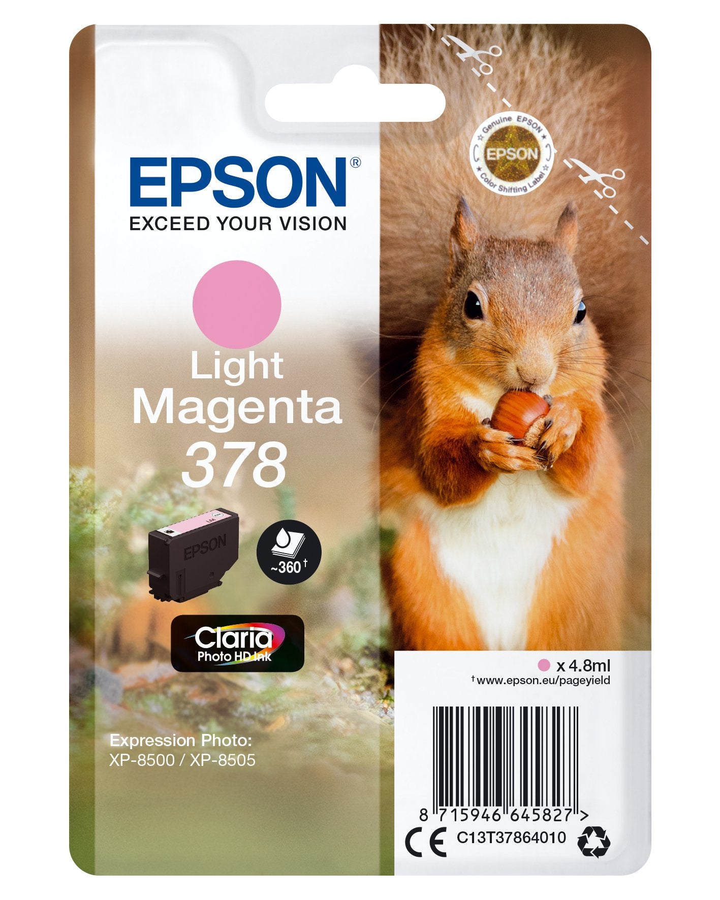 Cartucho Inkjet Original Magenta Claro Claria Photo Epson 378 Para Xp1500 / Xp8500 - 360paginas (Ardilla)
