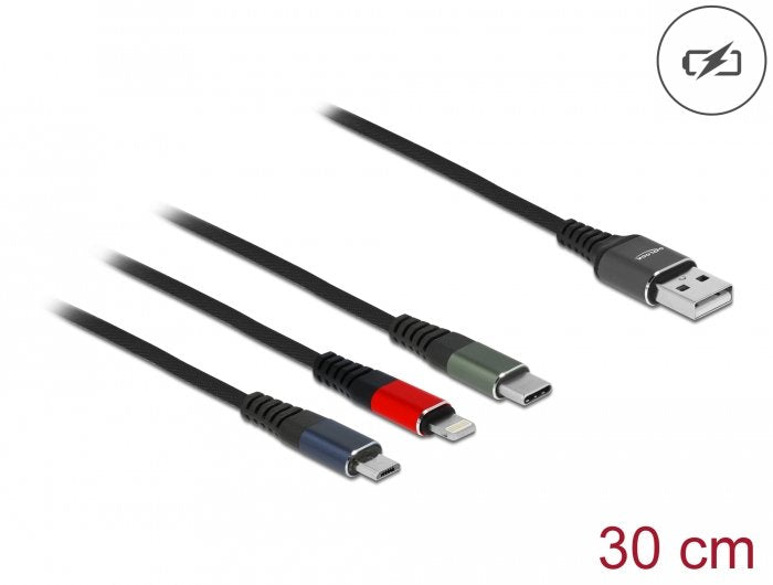 EAN 4043619872367 - DeLOCK 87236 cable USB USB 2.0 0,3 m USB A Micro-USB B/Lightning/Apple 30-pin Negro, Azul, Verde, Rojo imagen 2