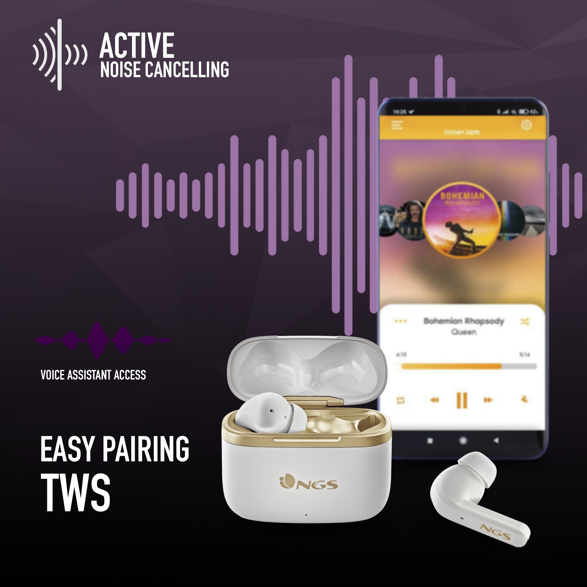 EAN 8435430620221 - NGS ARTICA TROPHY Auriculares Inalámbrico Dentro de oído Llamadas/Música USB Tipo C Bluetooth Oro, Blanco imagen 10