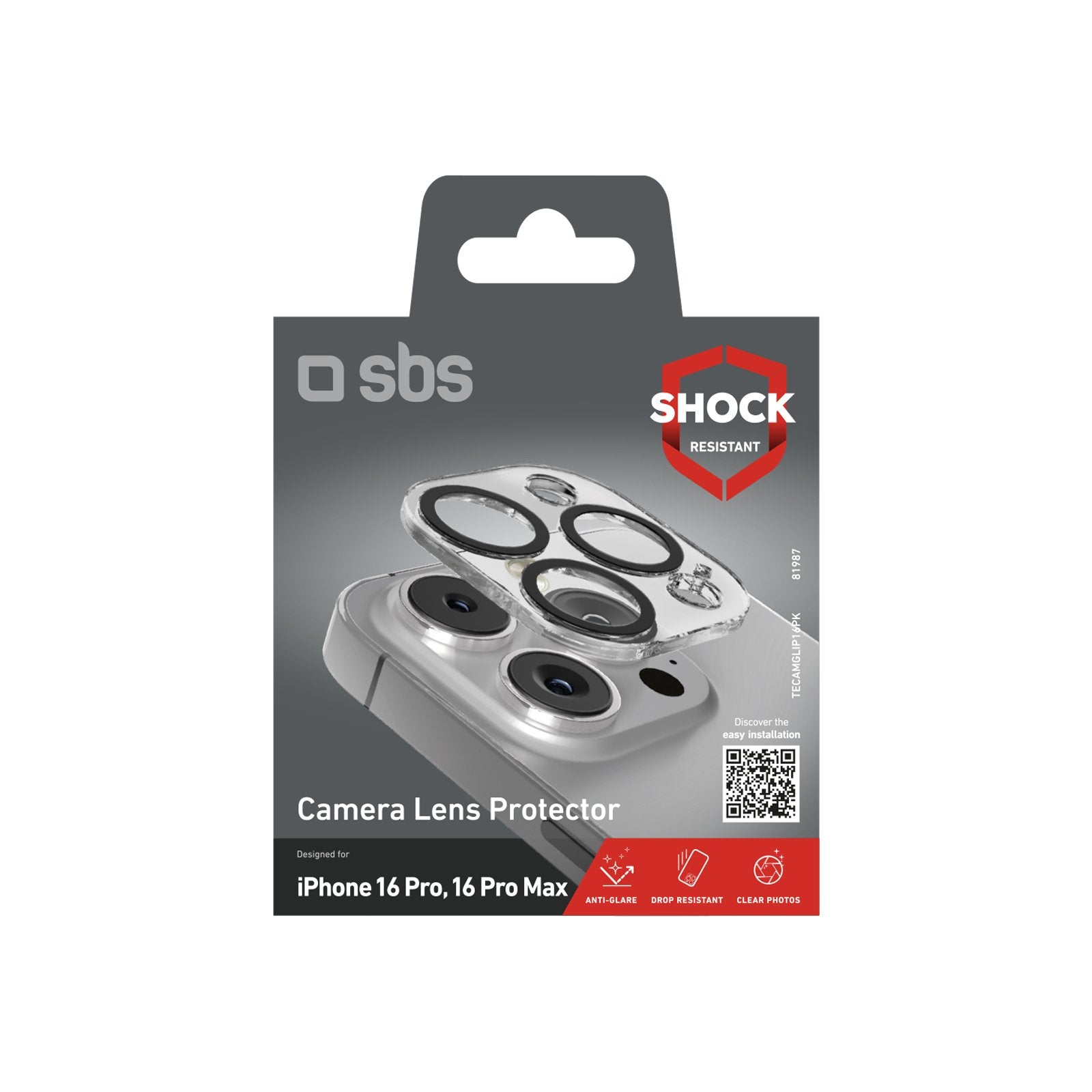 EAN 8018417481987 - SBS TECAMGLIP16PK protector de pantalla o trasero para teléfono móvil Protector para lentes de cámara App imagen 2