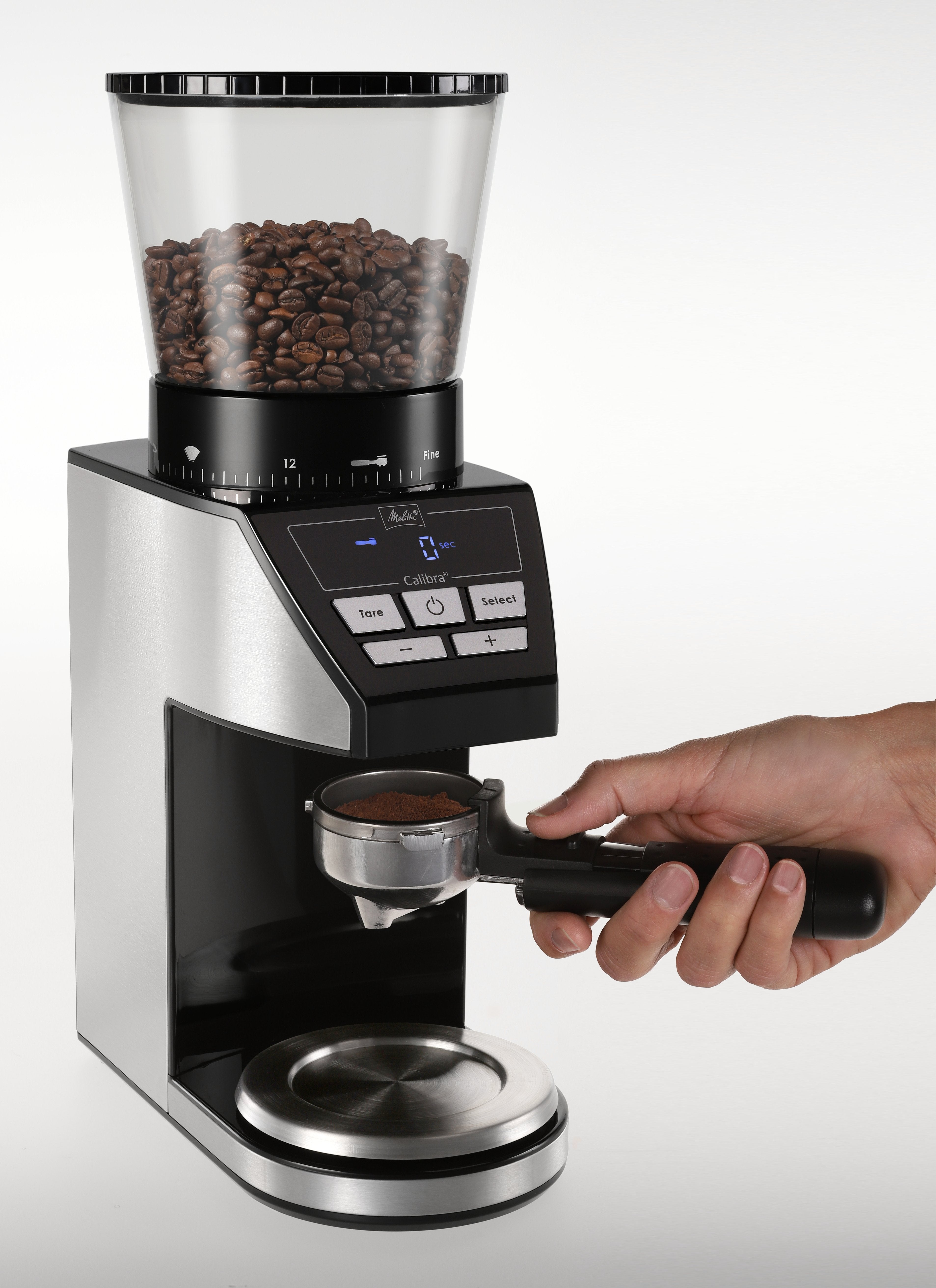 Melitta Kaffeemühle Calibra (Negro/Edelstahl, 160 Watt, Integrierte Digital-Waage) 221561