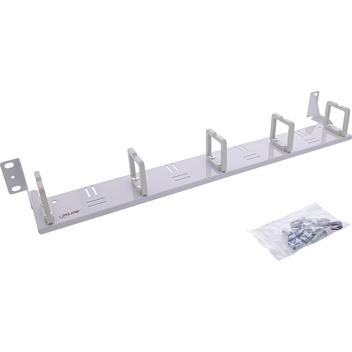 Inline® 19" Cable Management Panel, 5 Plastic Brackets Horizontal, Ral7035 Gris