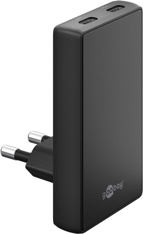 Goobay Usb-C Pd Gan Cargador Rápido Dual 90° Flat (45 W) Schwa