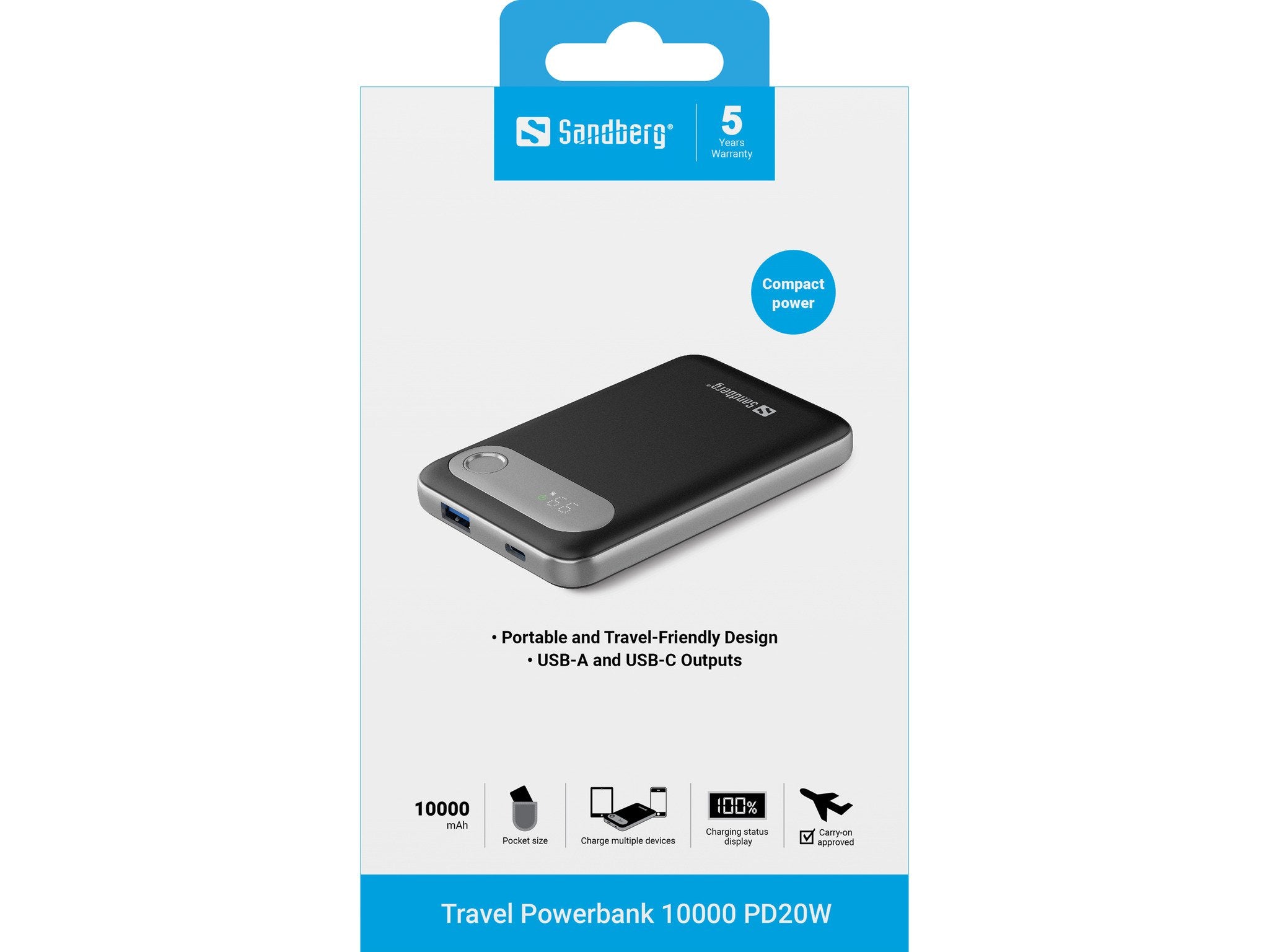EAN 5705730421167 - Sandberg 421-16 batería externa Polímero de litio 10000 mAh Aluminio, Negro imagen 5