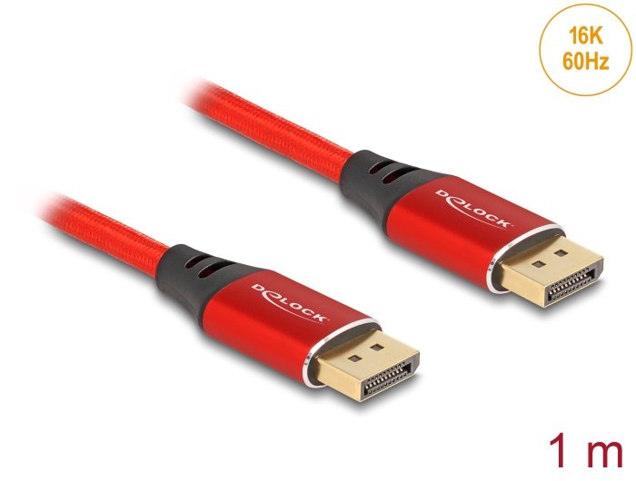 Delock 80631 Cable Displayport 16k 60 Hz 1 M Rojo Metal