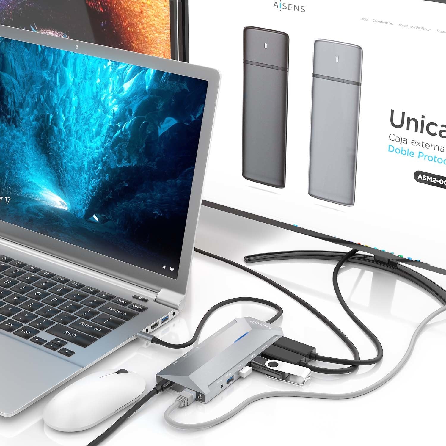 EAN 8436574709209 - AISENS ASUC-12P005-GR base para portátil y replicador de puertos Alámbrico USB 3.2 Gen 1 (3.1 Gen 1) Type imagen 4