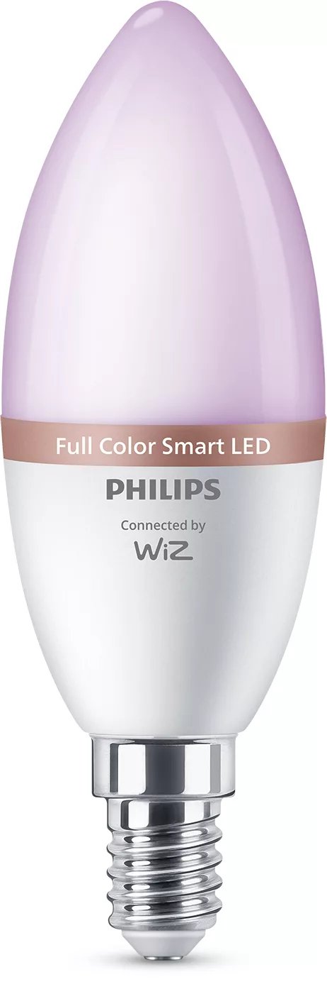 Bombilla Vela Inteligente Wifi Wiz Philips C37 E14 4.9w 470lm Rgb, Pack 3unds