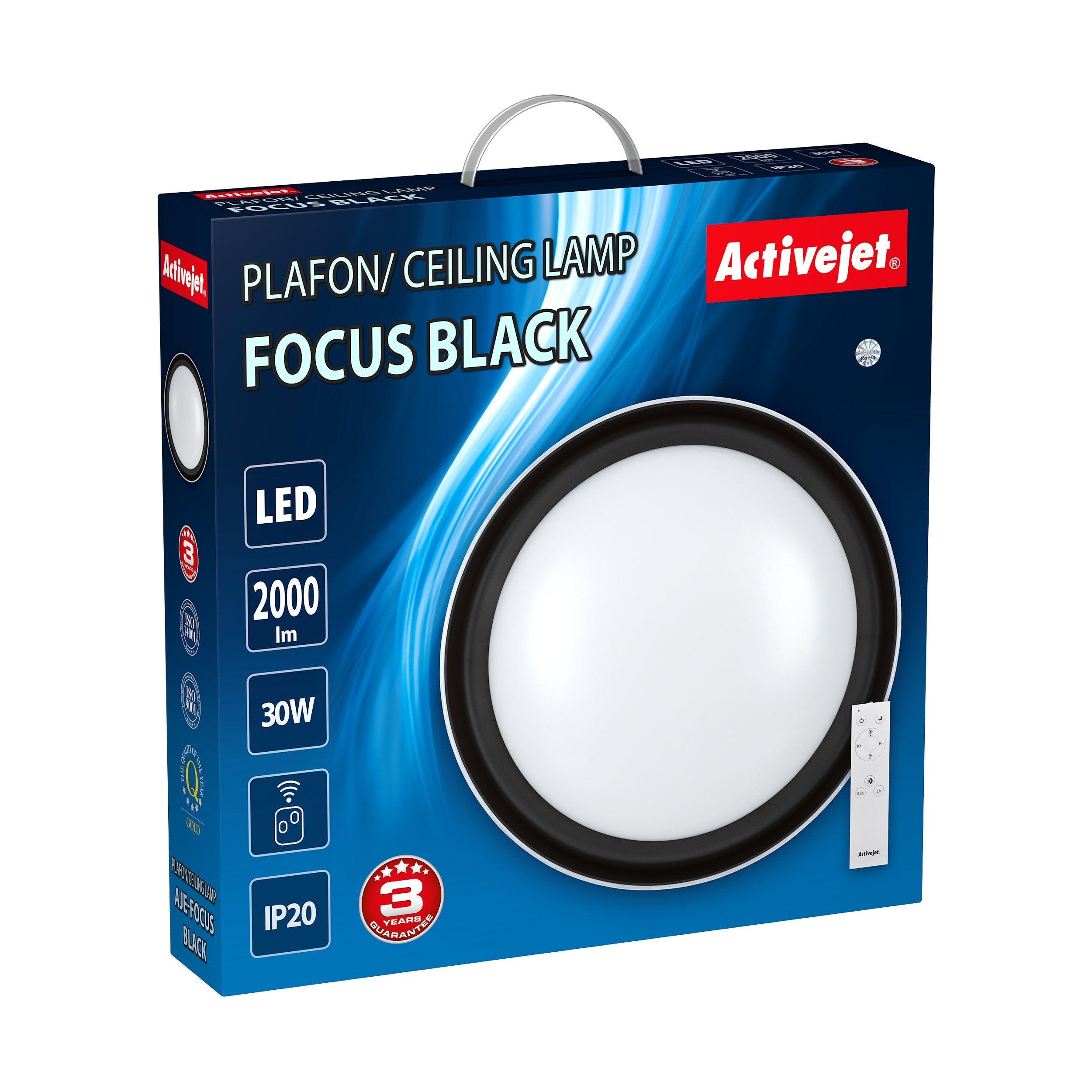 Plafon Led Activejet Aje-Focus Black + Mando A Distancia