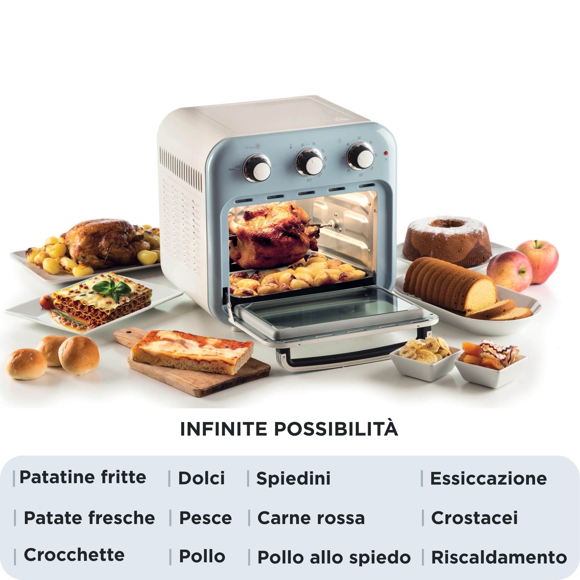 EAN 8003705122451 - Ariete 4632/05 Sencillo 16 L Independiente 1400 W Freidora de aire caliente Azul claro imagen 3