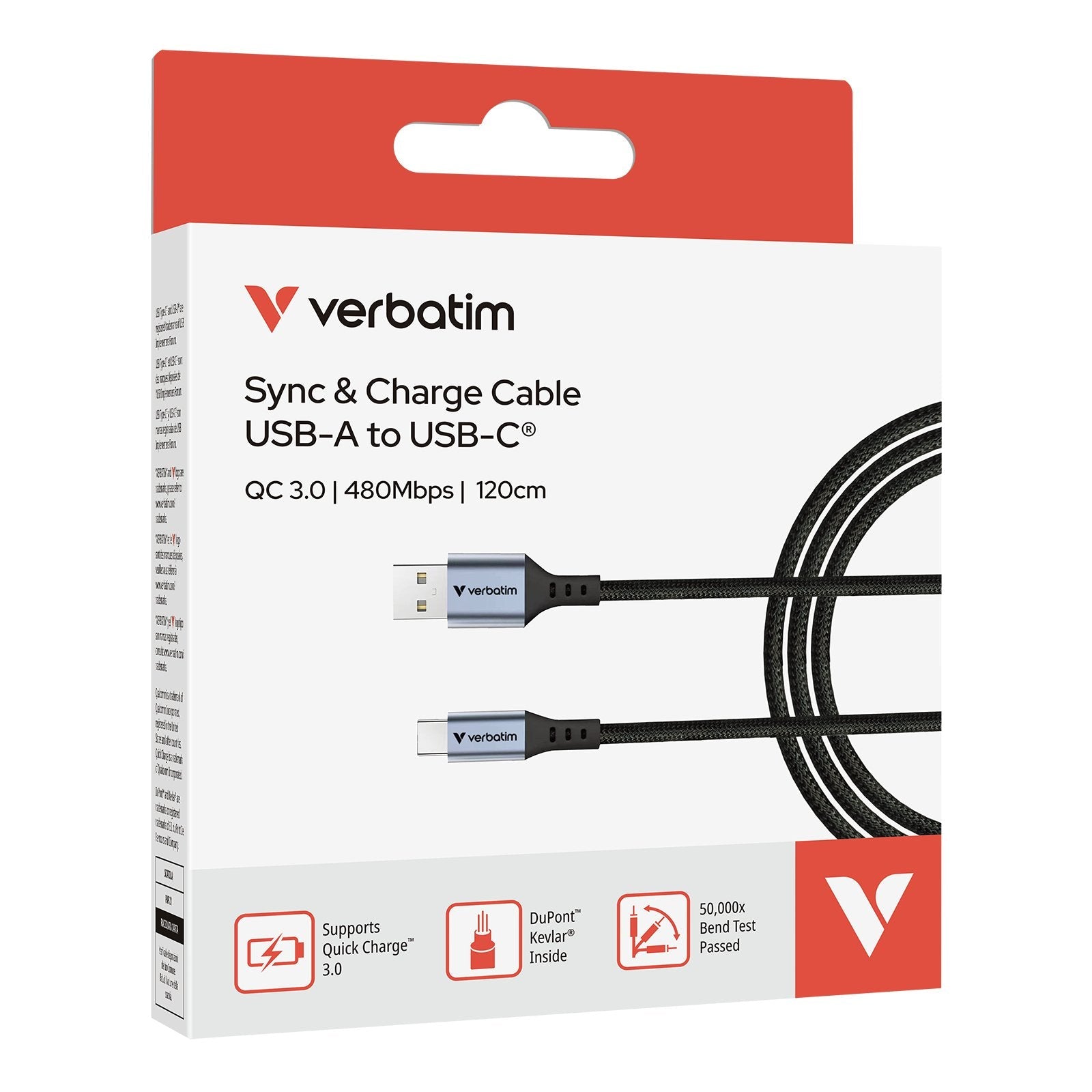 Verbatim Sync & Charge Usb-A Auf Usb-C 18w 120 Cm Gris