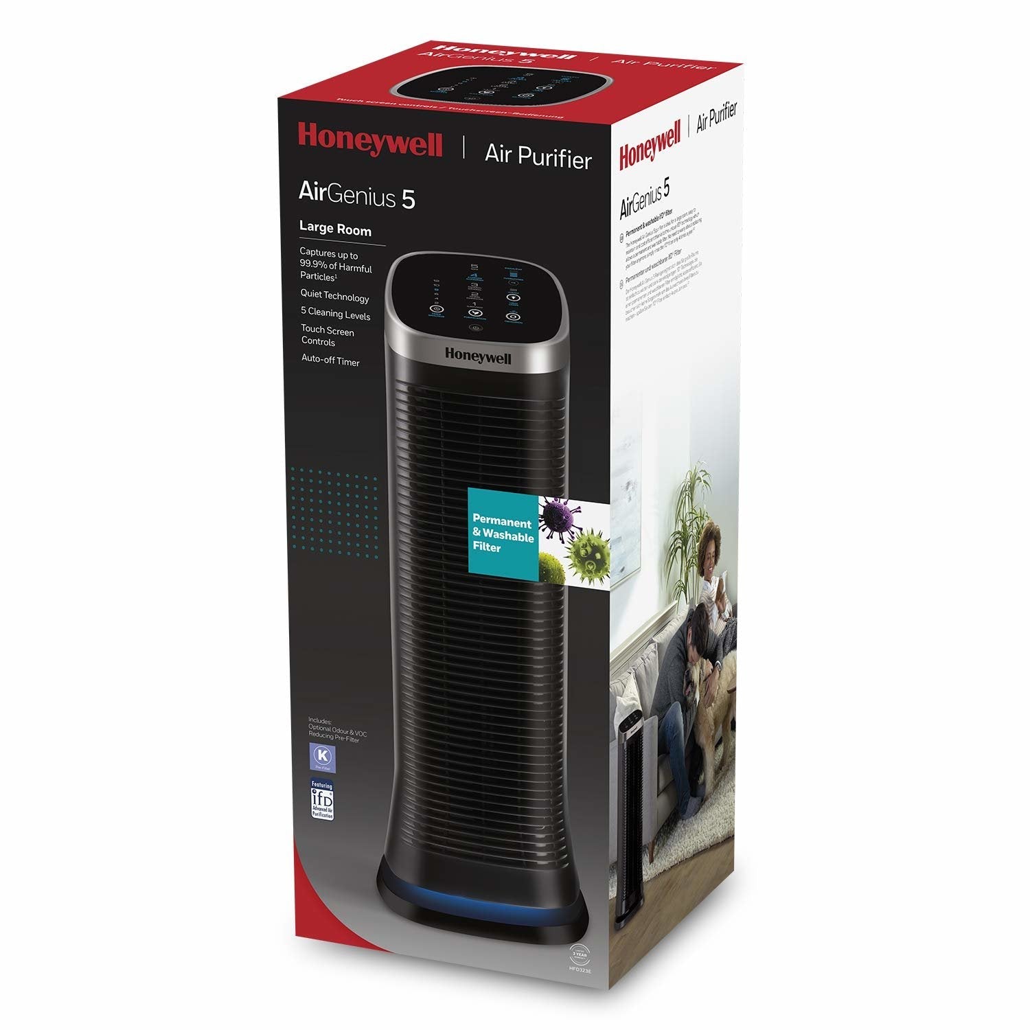 EAN 4022167323507 - Honeywell AirGenius 5 112 m² 58 W Negro, Plata imagen 2