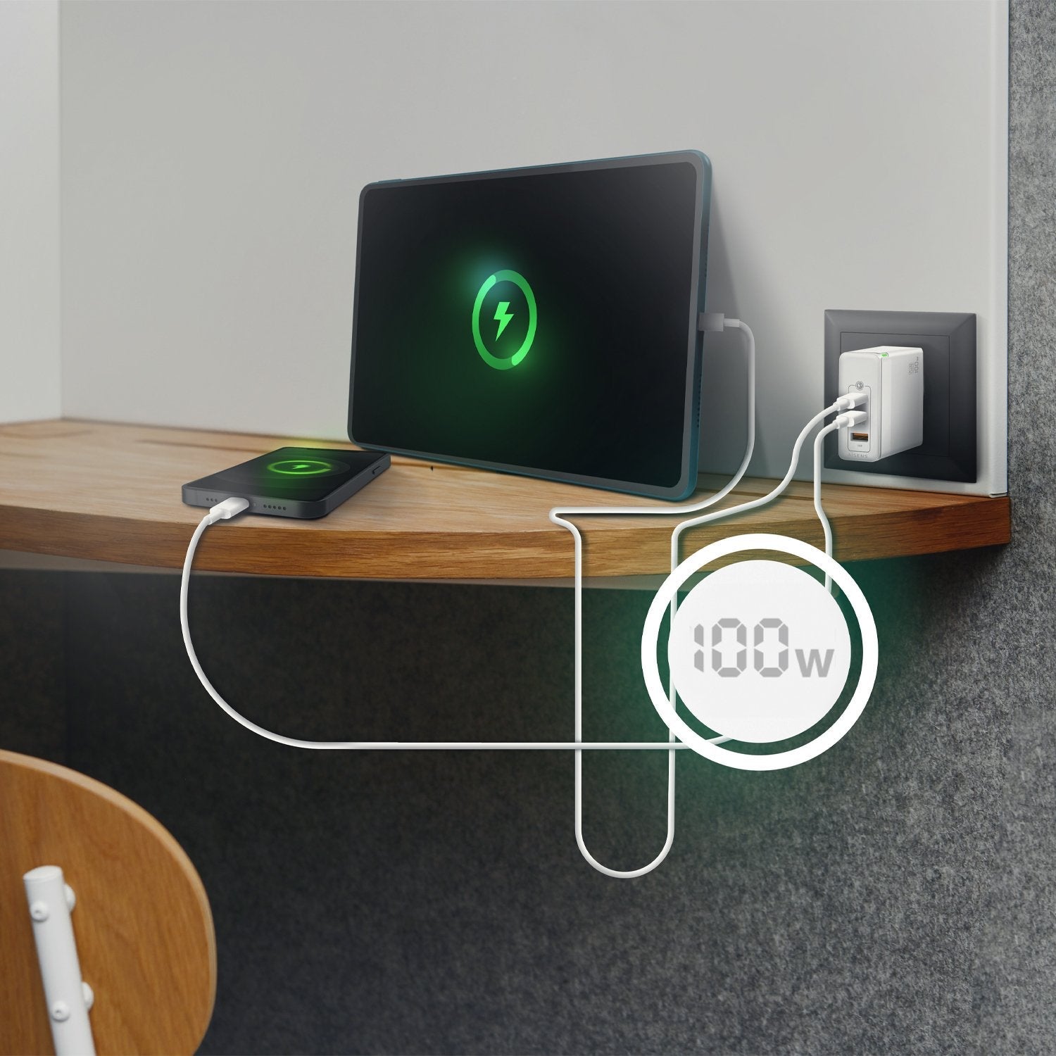 Aisens Cargador Gan 100w - 2xusb-C Pd3.0 Qc4.0 Qc5.0 - 1xusb-A Qc3.0 - Blanco