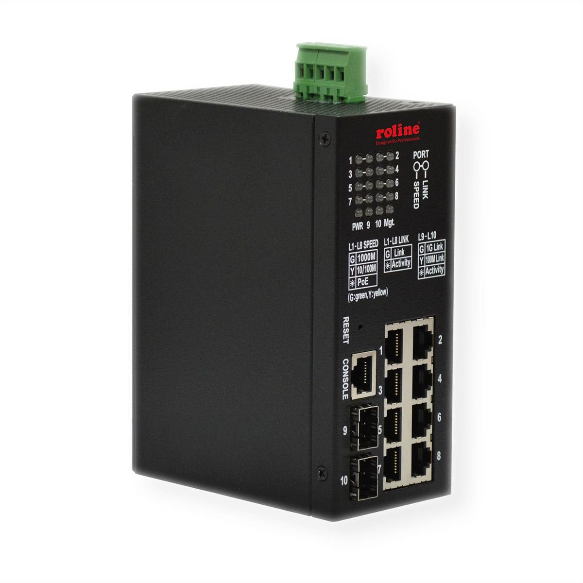 Roline Industrial Gigabit Switch, 10 Ports, Poe+, Smart Managed