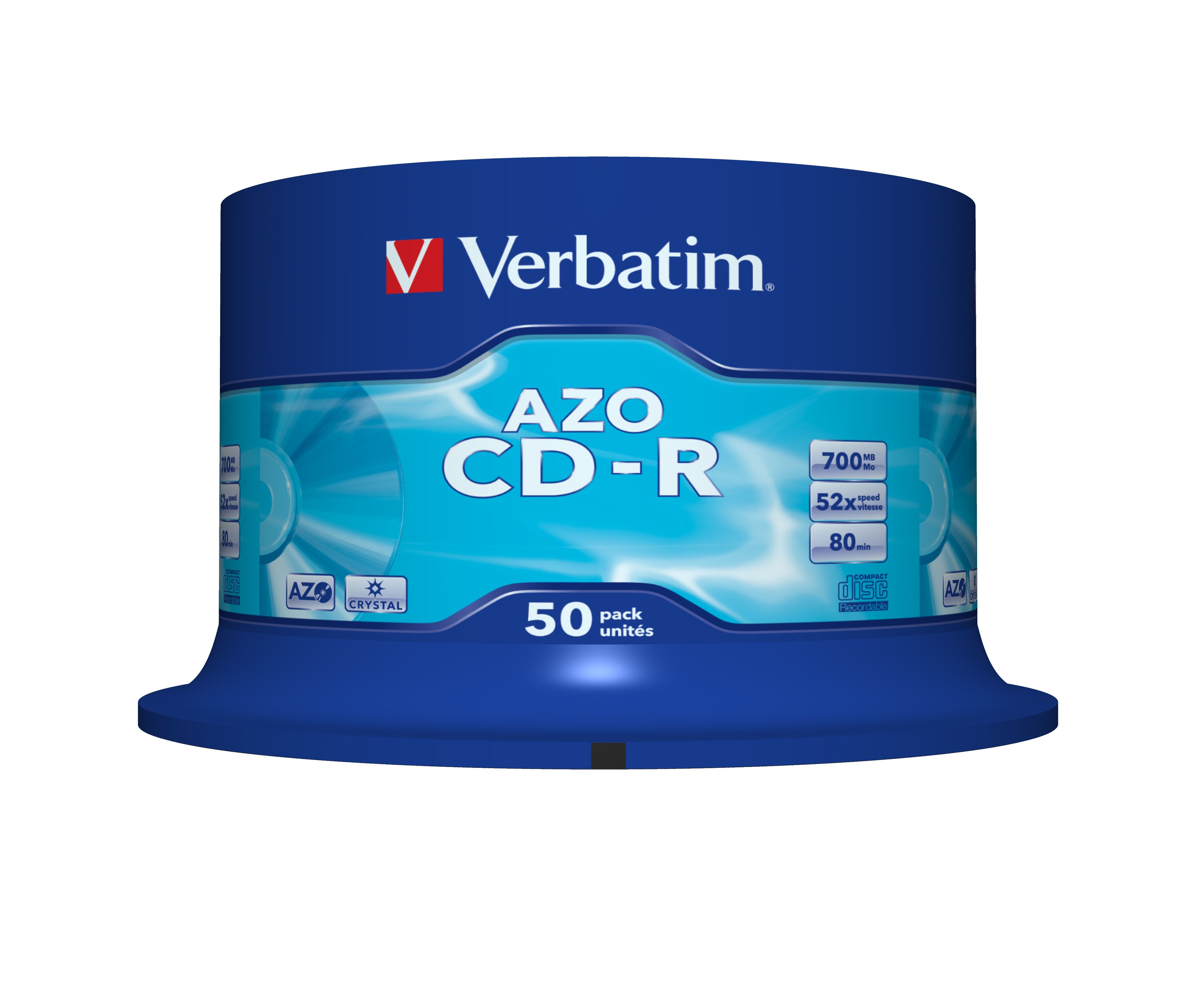 Verbatim Cd-R Azo, 700mb, 52x, 50 Pack Spindle, Superficie Crystal