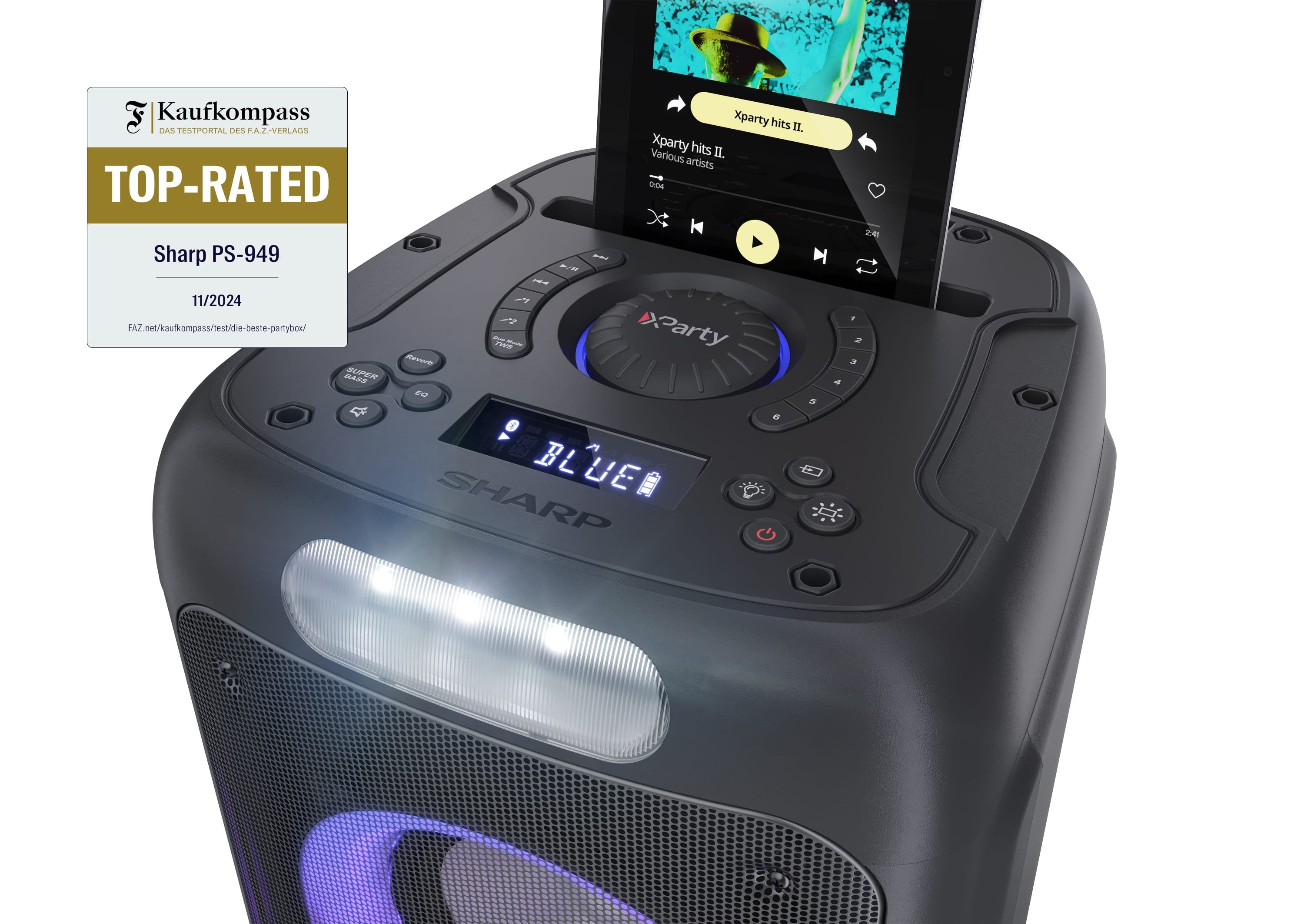 Sharp Ps-949 Bt Boombox Usb/Aux Lichtshow Schwarz