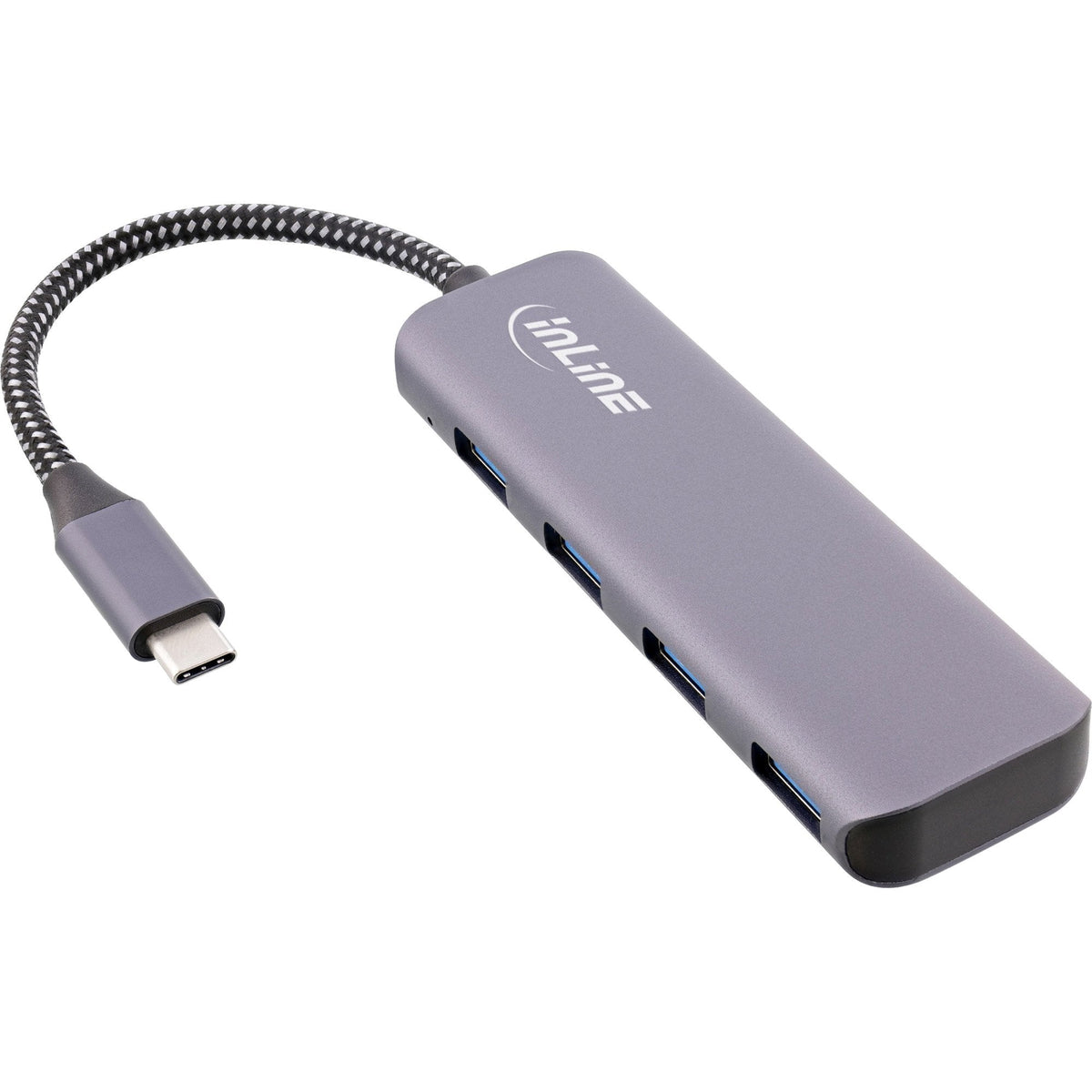Inline Usb 3.2 Hub, Usb Tipo C A 4x Usb A 10 Gb/S, Aluminio, Gris