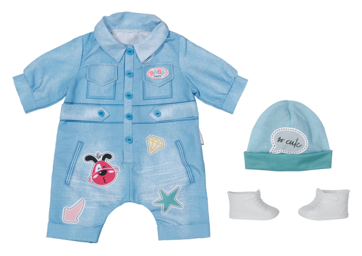 Zapf Creation Baby Born® Deluxe Jeans Peto 43cm, Accesorios Para Muñecas De Una Pieza, Gorro Y Zapatos 832592