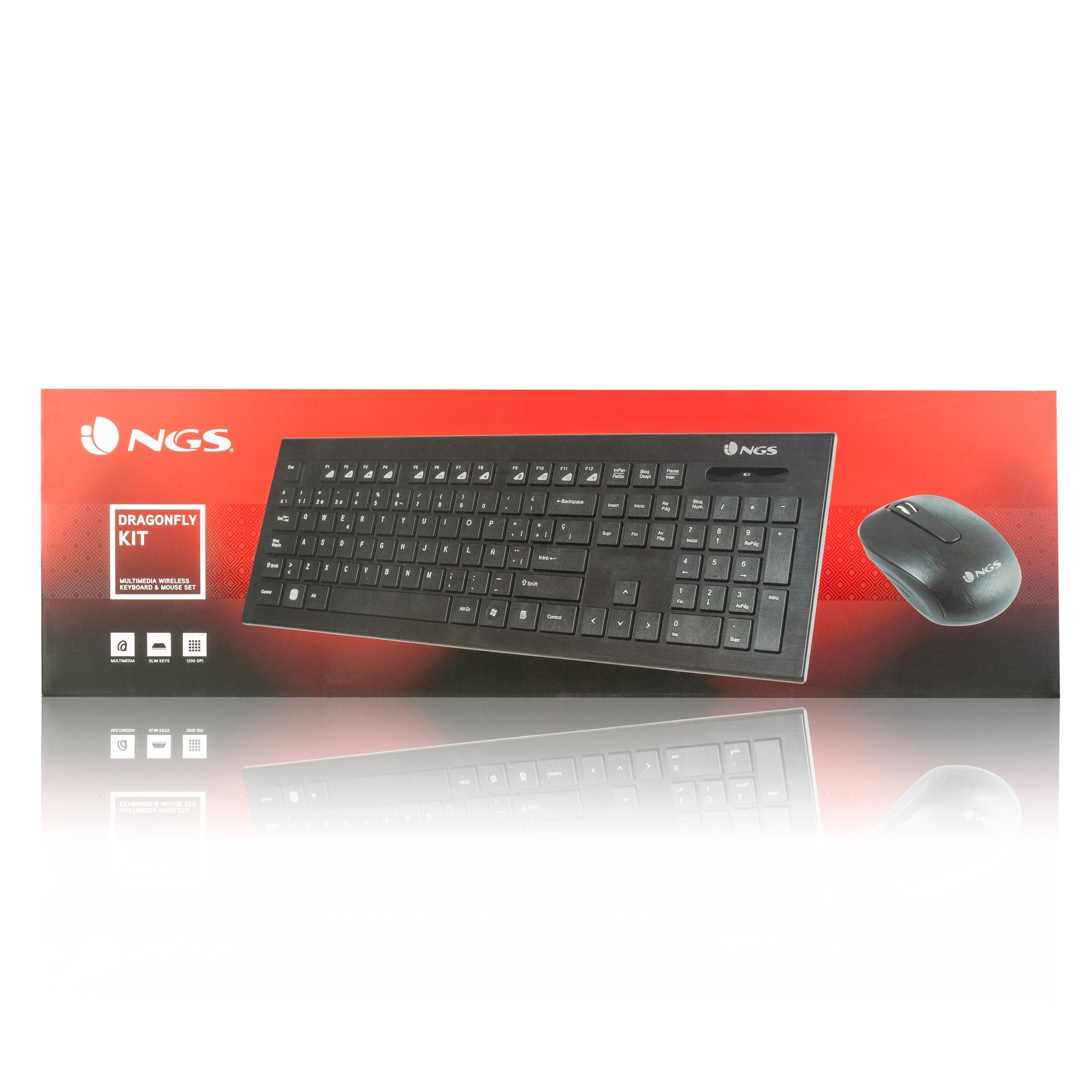 EAN 8435430608007 - NGS Dragonfly Kit, QWERTY, ES teclado Ratón incluido Universal RF inalámbrico Negro imagen 7