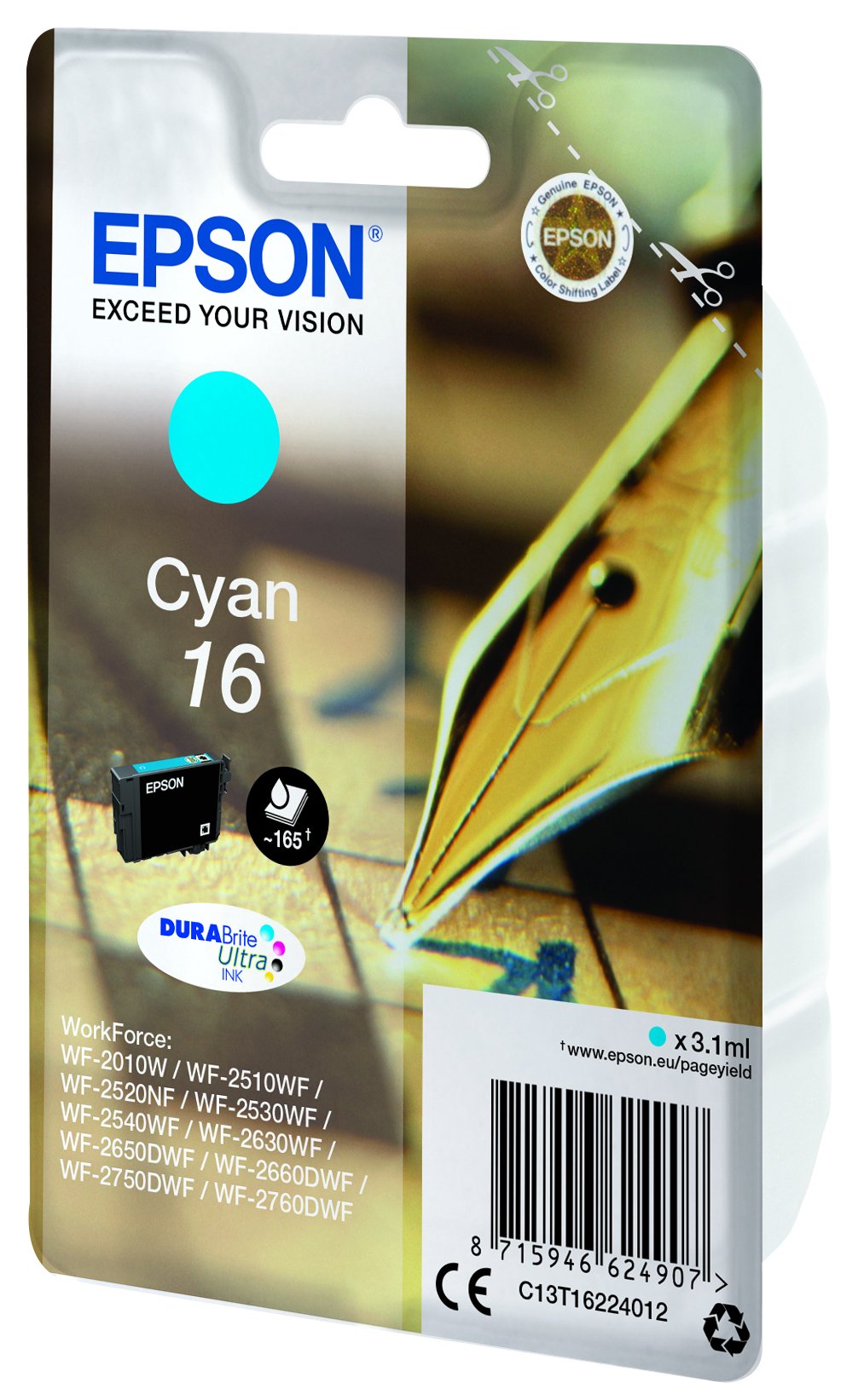 EAN 8715946624914 - Epson Pen and crossword C13T16224022 cartucho de tinta 1 pieza(s) Original Cian imagen 1