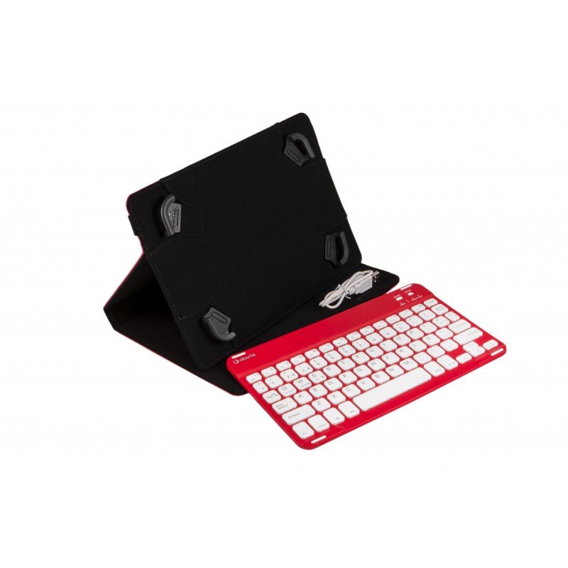 Funda Universal Gripcase Silver Ht Para Tablet 9-10\11 + Teclado Bluetooth Rojo
