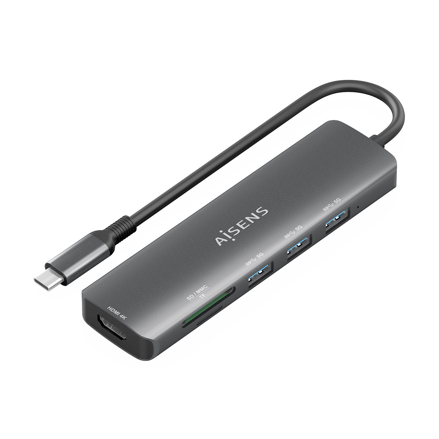 EAN 8435739903131 - AISENS ASUC-6P024-GR base para portátil y replicador de puertos Alámbrico USB 3.2 Gen 1 (3.1 Gen 1) Type- imagen 1