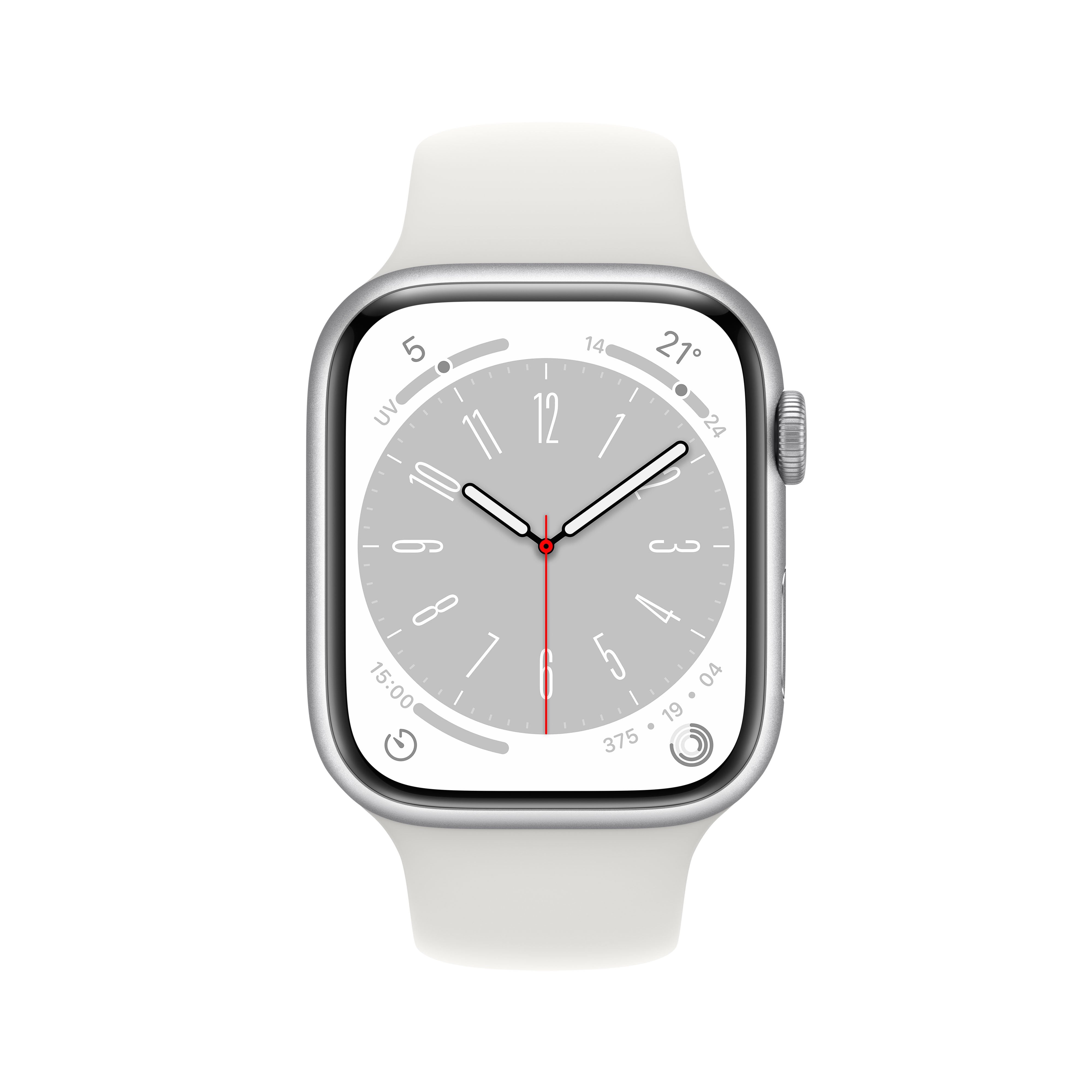 Apple Watch Series 8 Gps Cellular 45mm Caja De Aluminio Plata Correa Deportiva Blanca