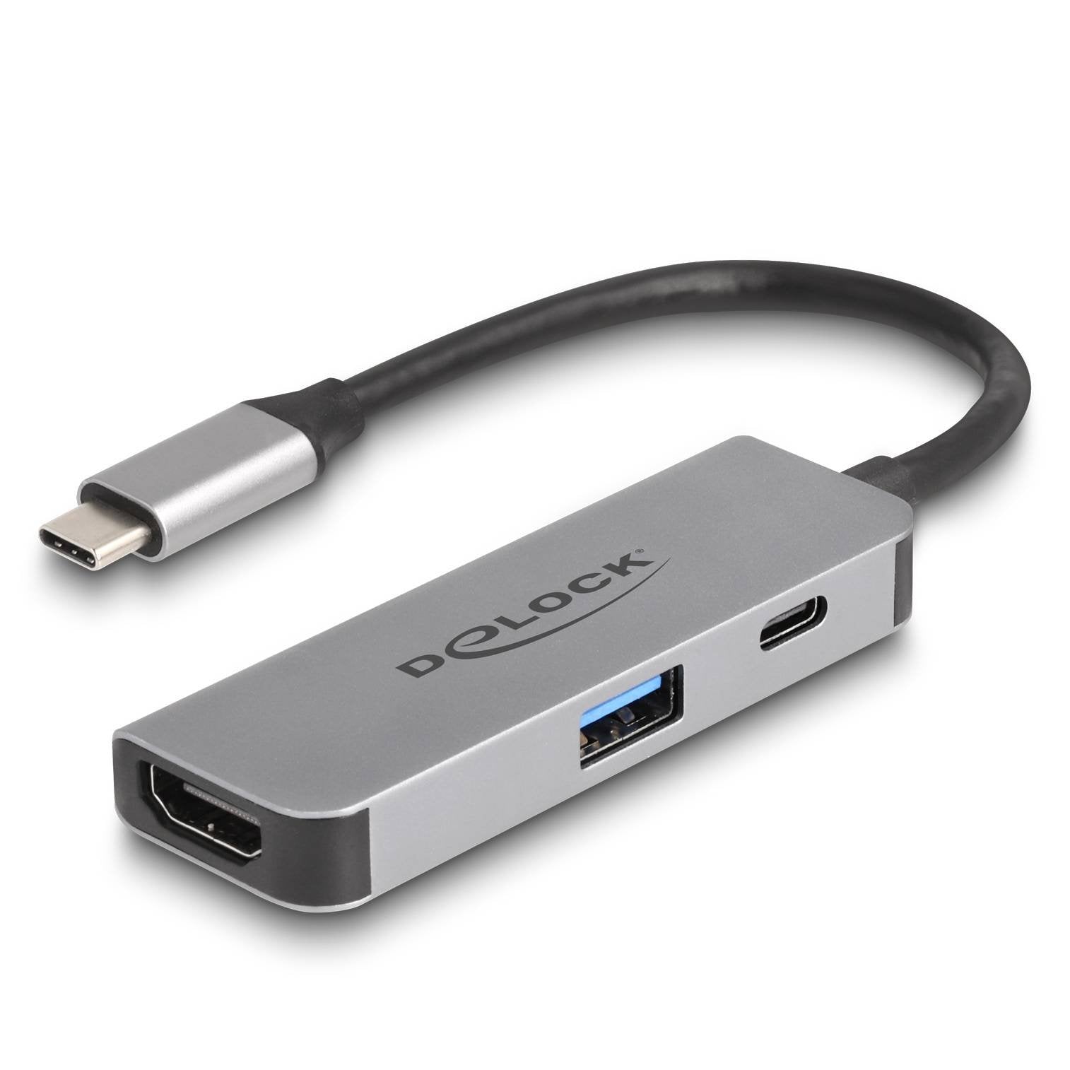 Delock Usb Type-C Adapter Zu Hdmi 4k 60 Hz Mit Usb Typ-A Und Usb Type-C Pd 95 W