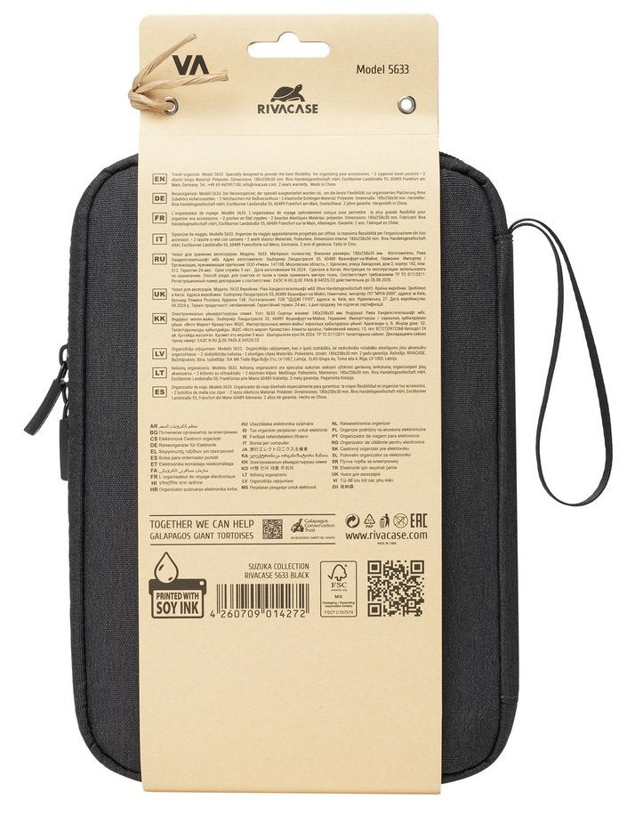 Rivacase 5633 Organizador Viaje Cables Negro Gran