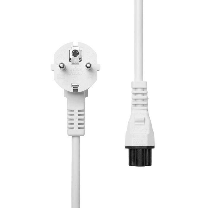 Power Cord Cee 7/7 - C5 3m White Angled Schuko, White,