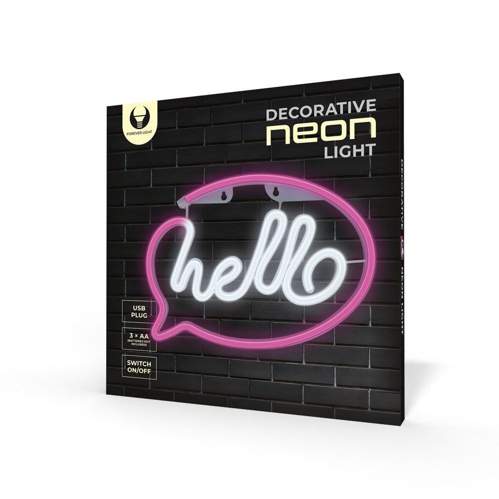EAN 5900495956217 - Forever Light Neon LED Light HELLO pink white Bat + USB FLNE15 Figura iluminada decorativa imagen 2