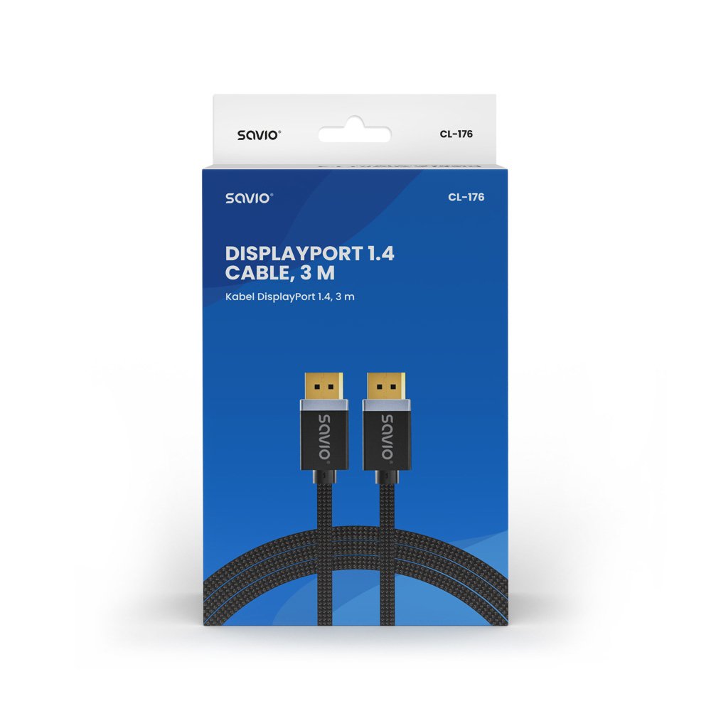 Savio Cable Displayport (M), V1.4, 3 M, Cl-176