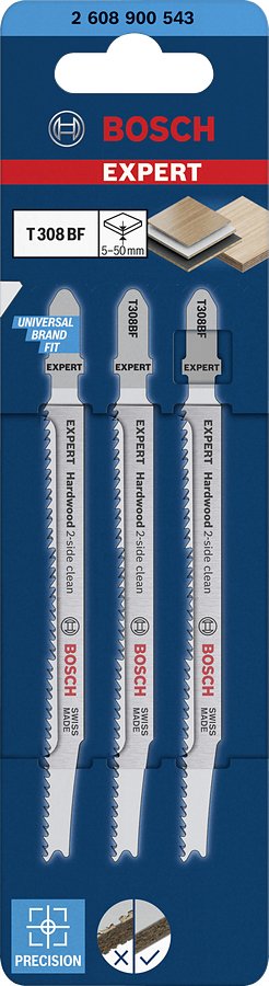Expert Stichsägeblatt T 308 Bf ''Hardwood 2-Side Clean'', 3 Stück 3 Stück