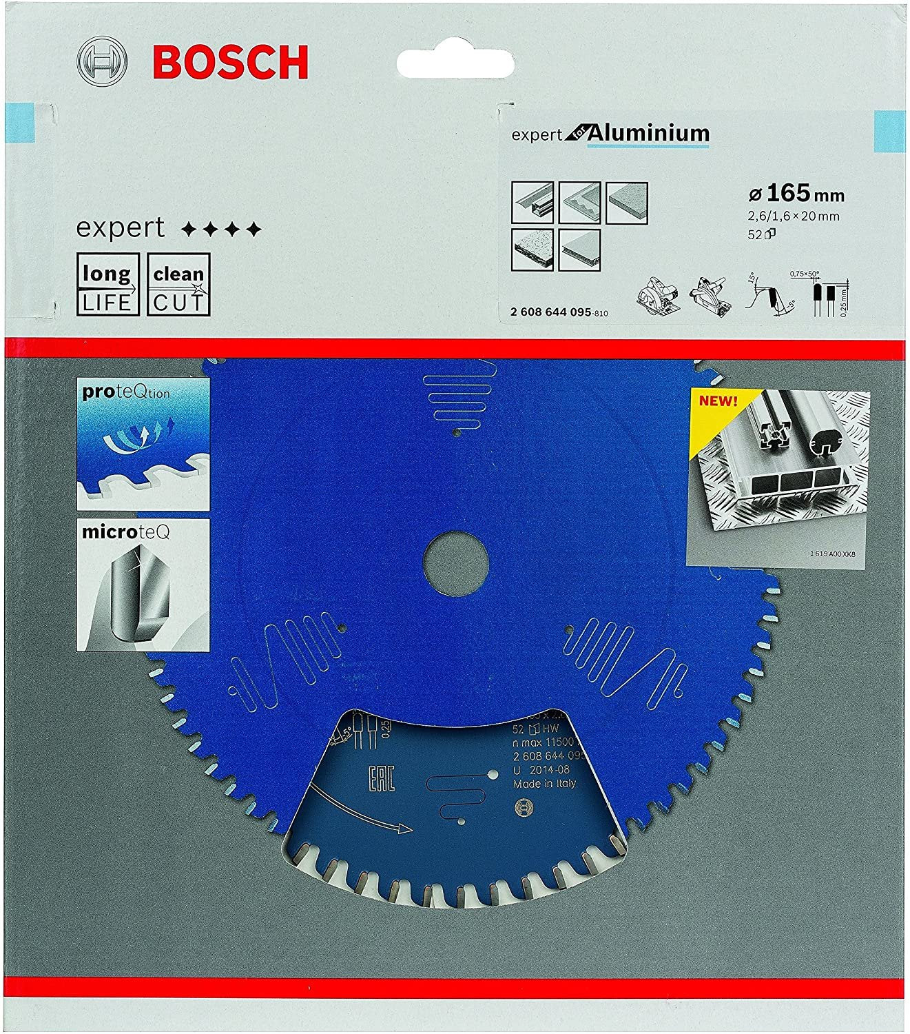 Hoja De Sierra Circular Bosch Expert Para Aluminio, Ø 165 Mm, 52 Dientes (Diámetro De 20 Mm, Para Sierras Circulares Manuales) 52z 2608644095