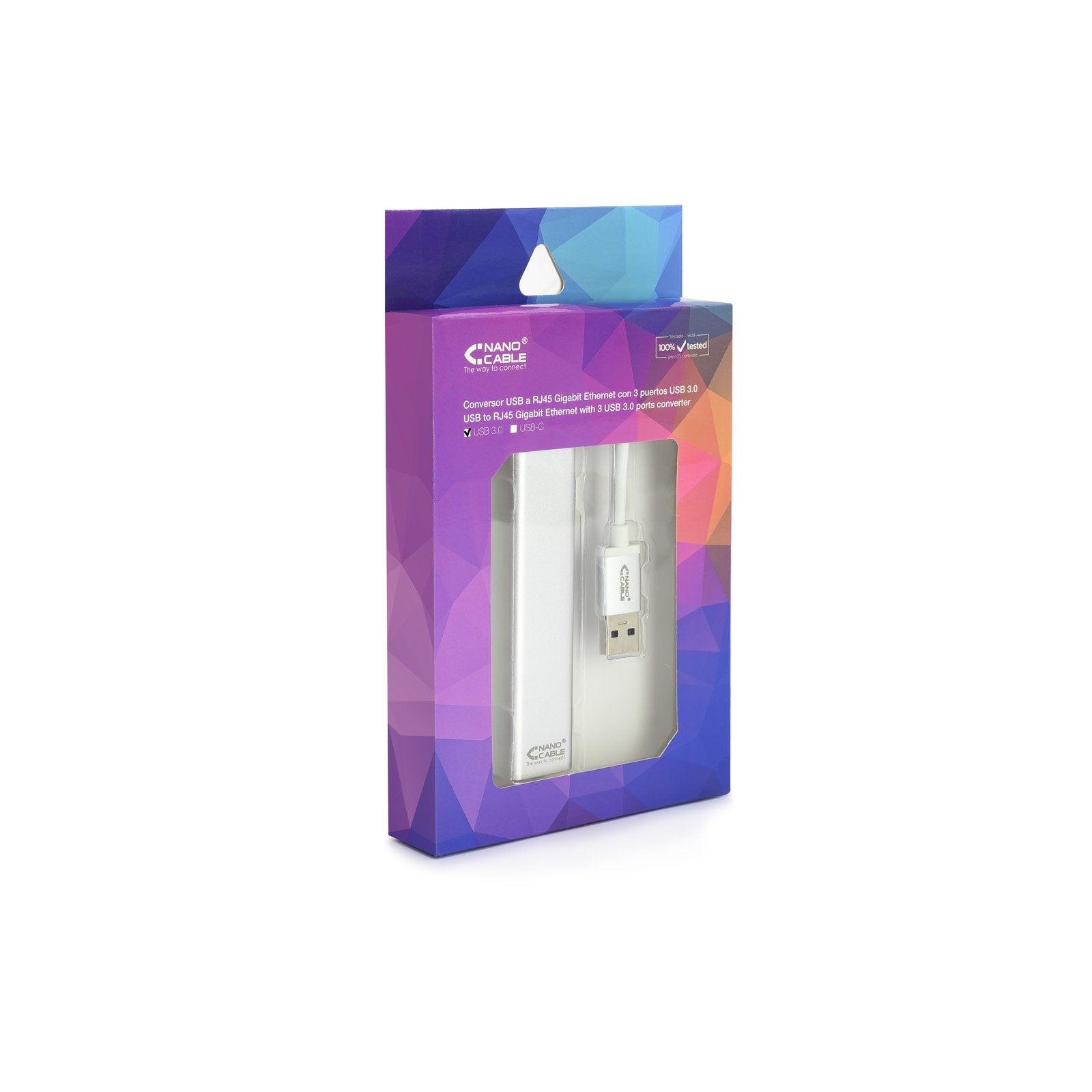 Nanocable Conversor Usb 3.0 A Ethernet Gigabit + 3xusb 3.0 - Aluminio - 15 Cm - Plata