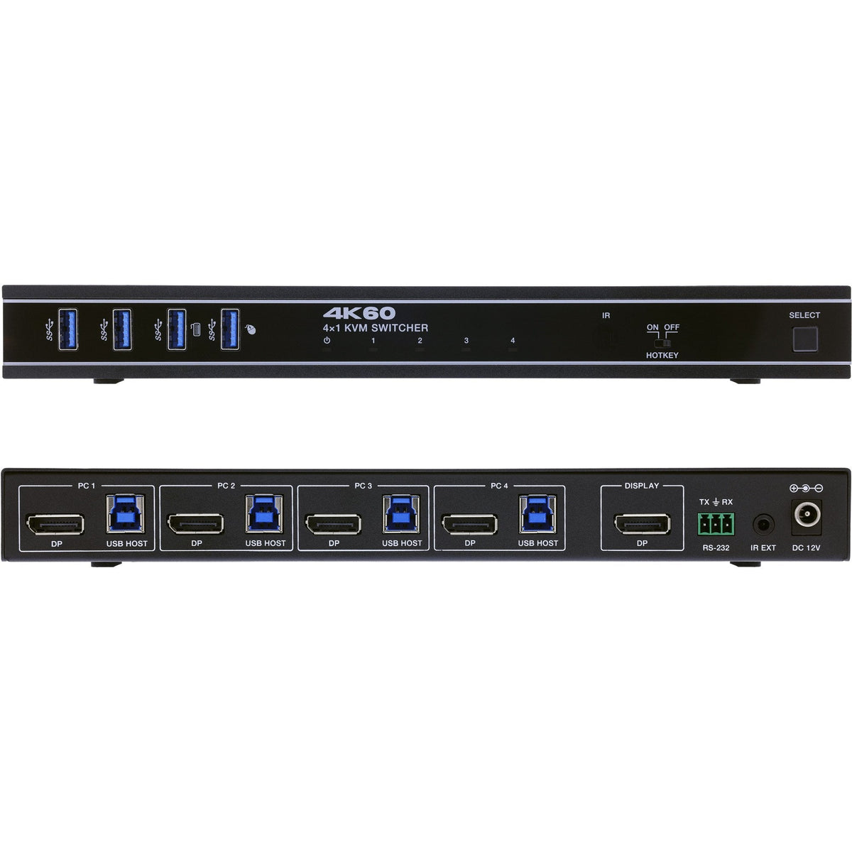 Inline Kvm Switch, 4x1 ,Displayport 4k/60hz, Usb 3.2 Hub