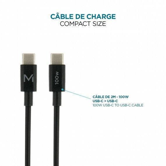 Mobilis Charger 100w 2usb C 1usba Gan Cable 100w Portátil, Smartphone, Tableta Negro Corriente Alterna Interior